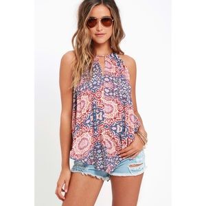 So Lovable Blue Mandala Print Top